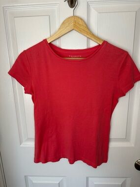 Talbots Petite 100% Pima Cotton Coral T-Shirt Scoop Neck Classic Preppy Size P